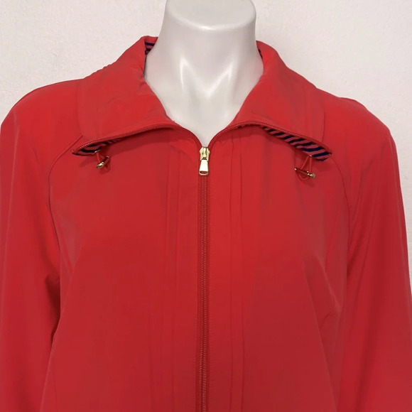 Chico's Neema Striped-Trim Nautical Full Zip Gorpcore Jacket Size L - Picture 3 of 7